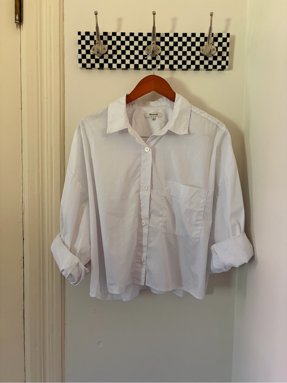 Cropped White Button-Up Shirt